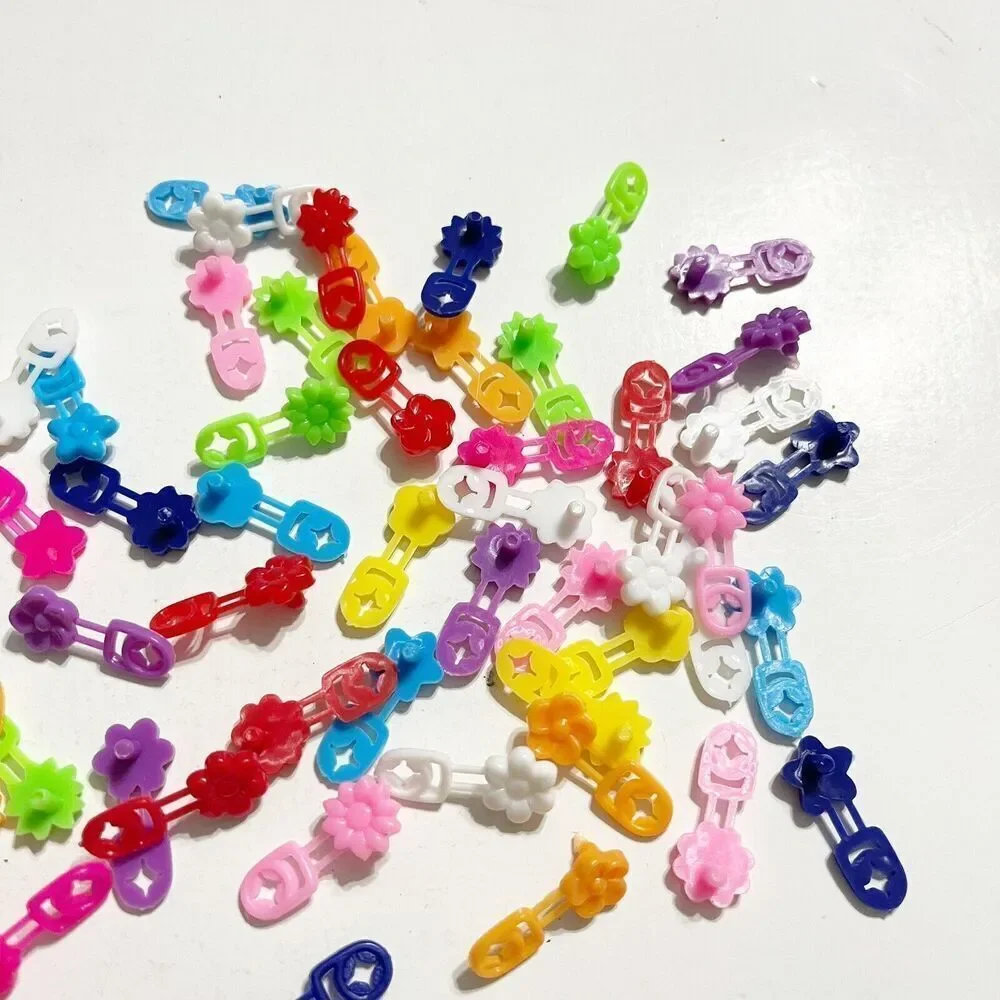 Vintage Lot of 58 Micro Plastic Braid Barrettes Cornrows Colorful Flower‎ Kids